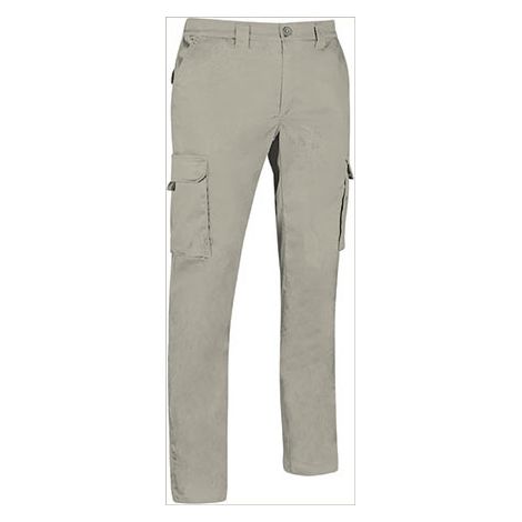 Pantalón de trabajo elástico multibolsillos, en colores neutros, en tejido sarga gruesa mono-elástica CHESTNUT L Beige arena