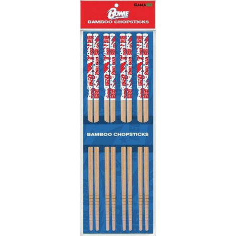 GAMAGO David Bowie - Juego de palillos de bambú, 4 pares de palillos reutilizables adorablemente lindos, de fácil agarre, ligeros, duraderos, 9.25 pulgadas