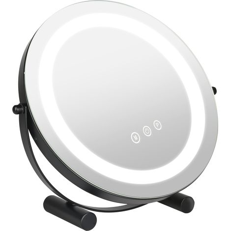 Miroir de maquillage, miroir de maquillage rond rotatif, 3 Couleurs Luminosité Ajustables - diamètre 30cm (1/5)