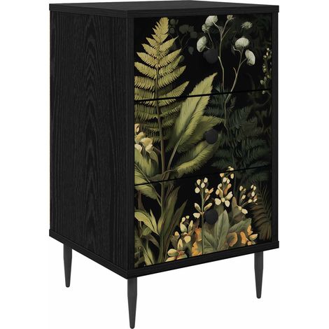 Nachttisch RHENEN Schwarz Eichen-Optik 36 x 33 x 61 cm vidaXL (1/5)