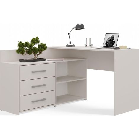 MOLINE - Scrivania angolare con contenitore - 3 cassetti + 2 ripiani - 120x50x76 cm - Scrivania per computer (1/3)