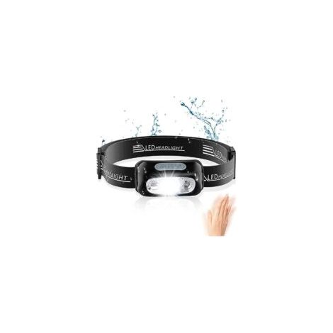 Linterna frontal LED potente con sensor de movimiento, resistente al agua IPX6, 4 modos de iluminación, linterna frontal profesional recargable por USB para camping y senderismo - Crezuo