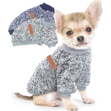 2 pulls pour chiens - Vêtements d'automne pour petits chiens - Pulls polaires d'hiver pour chiots mâles et femelles - Tenue chaude pour animaux (1/5)