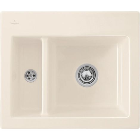 Fregadero 1 seno y medio VILLEROY ET BOCH Subway 60 XM 62 x 51 cm sin escurridor Creme CeramicPlus