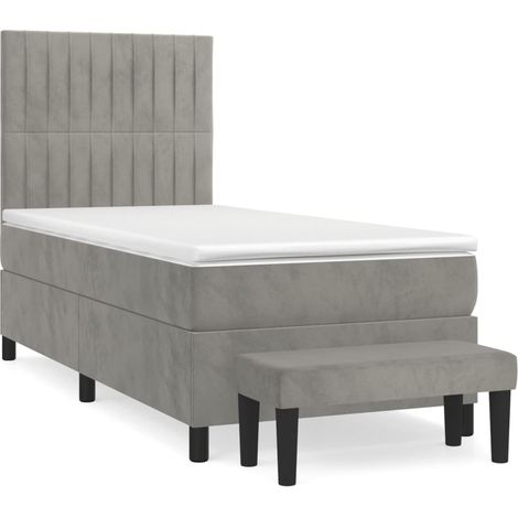 Maison Exclusive - Giroletto a Molle con Materasso Grigio Chiaro 80x200 cm Velluto
