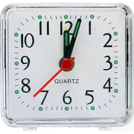 Réveil silencieux. classique et élégant. carré. à mouvement à quartz. mécanique à piles. avec fonction snooze et rappel de l'heure. (1/5)
