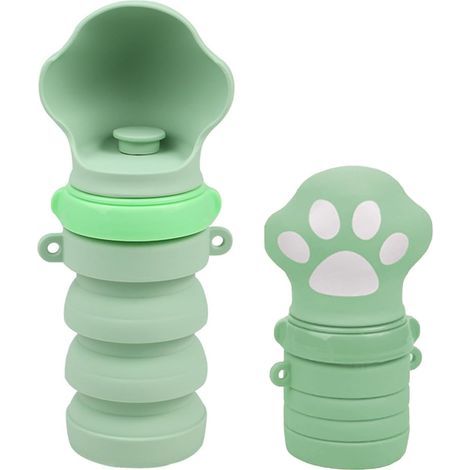 Tragbare Hunde-Wasserflasche, auslaufsicherer Reise-Wasserspender aus lebensmittelechtem Silikon, faltbares Design für Haustiere, Spaziergänge, Wanderungen und Reisen (grün, 500 ml) (1/5)