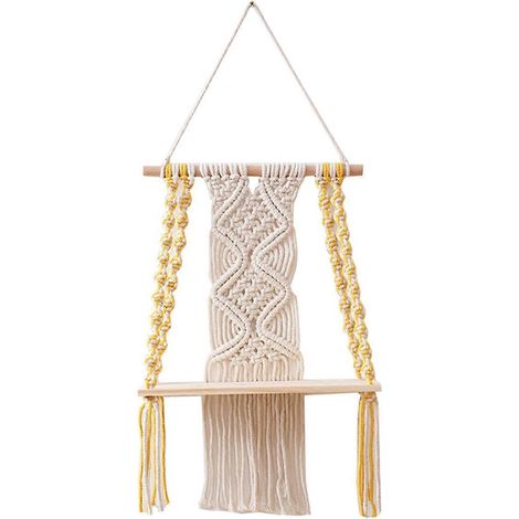 Étagère murale en macramé style bohème pour chambre à coucher - Corde tressée (1/5)