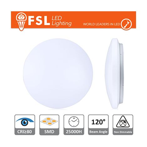 FSL Plafoniera LED da superficie 18W 3000K Luce Calda, 1250lm, 300×100mm, driver corrente costante, IP20