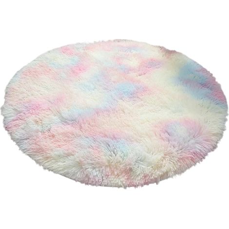 Tapis Rond - Fourrure Synthétique - Antidérapant - Pour Chambre Enfant Bébé Crèche - Diamètre 80 Cm (1/5)