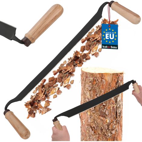 KOTARBAU® Ecorceur de Dois - Couteau de Tirage - Acier Carbone - 380 mm - Noir - Outil de Travail du Bois - Manche Ergonomique - Couteau à Tirage Droit - Résistant (1/5)