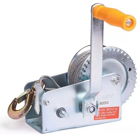 Paranco Montacarichi Verricello Manuale Argano 600 Lb Cavo Gancio Acciaio 6 Mt (1/4)
