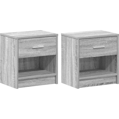 Maison Exclusive - Nachttische 2 Stk. mit Schublade Grau Sonoma 3