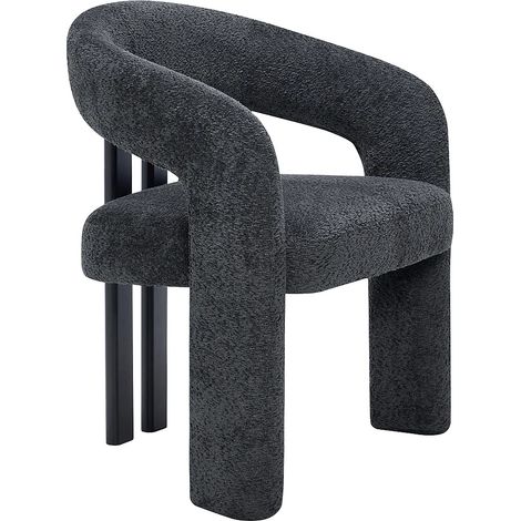 Sedia con braccioli in tessuto bouclette e legno Hevea nero Antracite scuro - NORETI (1/5)