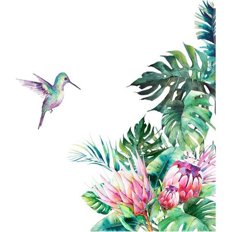 Autocollant Mural Plante Verte Sticker Tropicale Sticker Mural Autocollant Amovible Bricolage Autocollants Aquarelle Stickers Muraux Décoration Pour Décoration De Maison Et De Pièce (1/5)