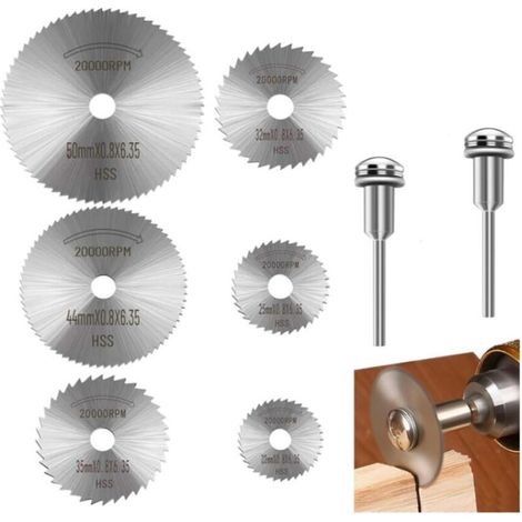 Set of 6 rotary saw blades for steel disc saws with a 1/8" chuck for cutting wood, plastic, and soft metal (power tools not included) (1/5)