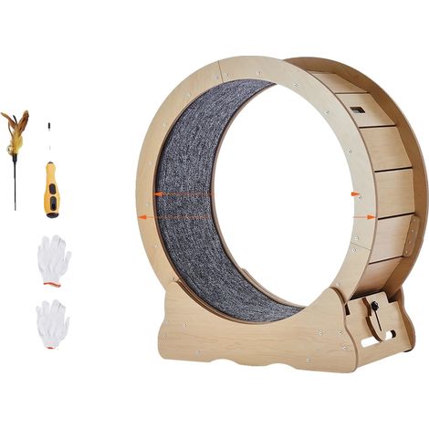 Rueda de ejercicio para gatos, diseño de madera resistente, funcionamiento silencioso, 75 cm (29,5 pulgadas) (1/2)