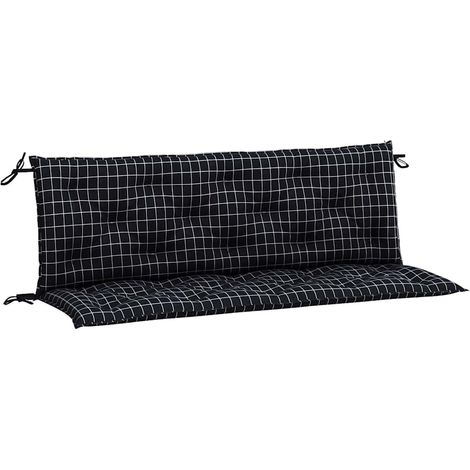 Maison Exclusive - Cuscini Panca da Giardino 2pz a Quadri Nero 150x50x7 cm Tessuto (1/5)