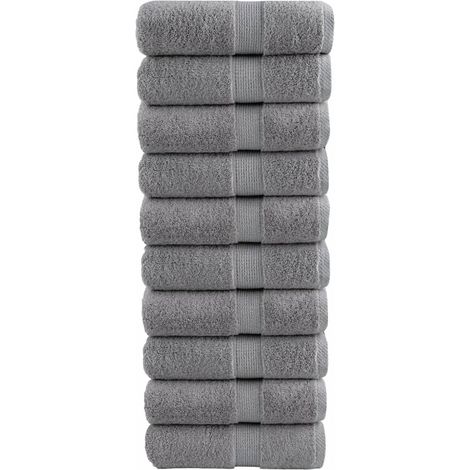 Serviettes d'invités haut de gamme SOLUND, lot de 10. Grises, 30 x 50 cm, 600 g/m².
