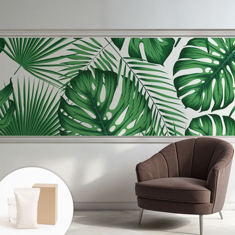 Tapete Vliestapete mit Kleber - modernes Design - Wohnungsdeko - geruchslos - langlebig Tropische Blätter 250x104 cm (1/5)