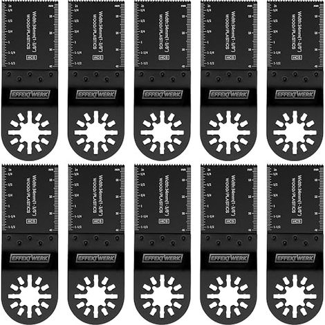 Lames de Scie Multitool - 34mm, Lot de 10 - Lames à Coupe Rasante pour Outil Oscillant/Coupeur Vibrant - Lames Universelles HCS pour le Bois/le Plastique