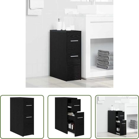 vidaXL Meuble mural en bois - Ensemble de mobilier de salle de bain Montage mural Chêne noir (1/5)
