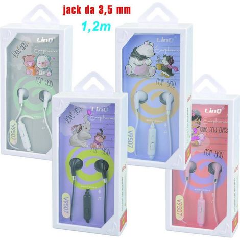 Trade Shop - AURICOLARI STERERE MIT MICROFONO JACK VON 3.5 MM FILO DA 1.2MT V9507 VARI COLOURS -