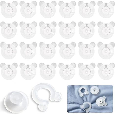 24Paire Attache Couette Fixateur, 3.7 x 3.7 cm Pince Housse de Couette Sans Aiguille, Comforter Clips en Plastique, Snap in Lightweight Quilt Holder Duvet Cover Clips pour Mince Courtepointes, Rideaux (1/5)