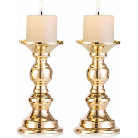 2 Pièces Supports de Bougie Pilier en Métal Doré, Mariage, Centres de Bougeoirs pour Bougies de 50mm avec Support Décoration Idéal pour Les Mariages, Événements Spéciaux, Fêtes (1/5)