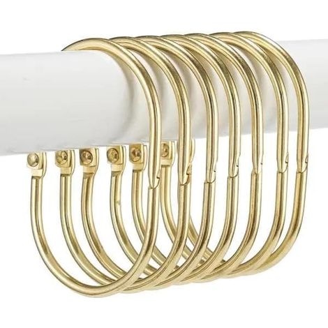 Anneaux de rideau de douche ovales en acier inoxydable plaqué or, 3,5 cm, lot de 12 (1/5)