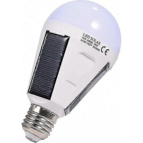 Ampoule solaire LED, culot E27, étanche IP65, pour intérieur et extérieur, lampe de secours portable avec crochet pour camping, randonnée, tente, caravane (1/5)