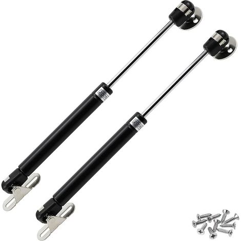 Vérins à Gaz Hydrauliques, 2PCS Amortisseurs à Gaz Bras Pneumatique, 200N Ressort à Gaz, pour Levage de porte Armoire Meuble Cuisine Amortisseur Charniè, Levage de Porte Armoire, Noir