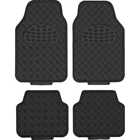 Jeu de 4 Tapis de sol PVC Look Aluminium - Universels - Noir (1/5)