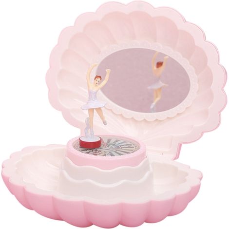 Boîte à musique ballerine coquillage avec miroir, coffret à bijoux vintage mélodie rétro - Idée cadeau anniversaire, mariage, fêtes (1/5)