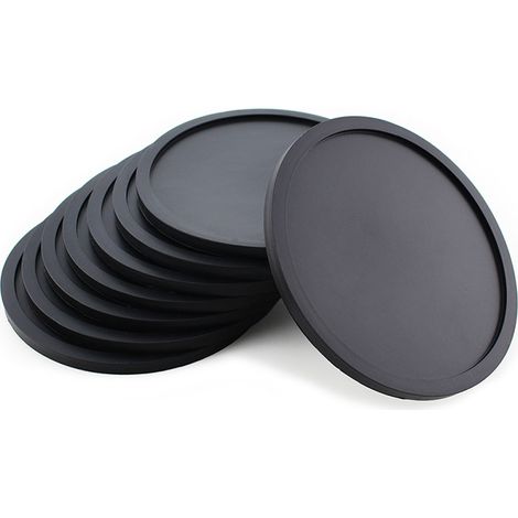Sous-verre En Silicone - Rond - 8 Pièces - Pour Table Bureau Comptoir Cuisine - Compatible Toutes Surfaces Bois Marbre Verre - Noir (1/5)
