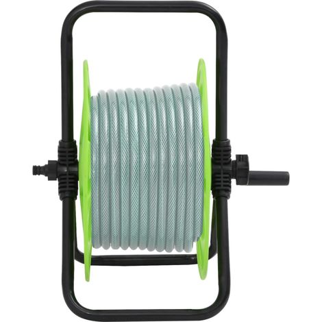Enrouleur de tuyau vert sur pied pour tuyau de 45 m 1/2" acier