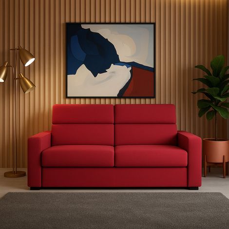 Sofá Fijo 2 Plazas, Desenfundable, Hidrófugo Made in Italy, Lavable, 200x95x100h cm Rojo (1/4)