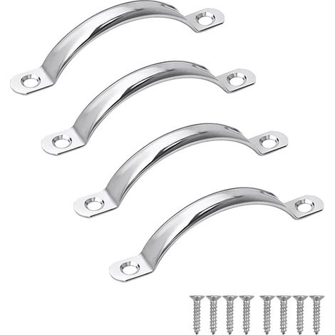 Set mit 4 Schranktürgriffen – Edelstahl – Für Möbel, Küche, Schublade – Inkl. Schrauben – Lochabstand: 80 mm (1/5)