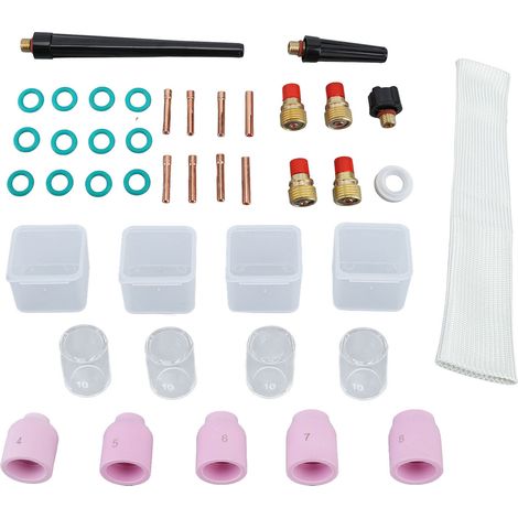 Jeu de 38 pièces consommables TIG : coupelle verre, coupelle arrière, joints toriques, torche plasma WP9/20/25Tig (1/5)