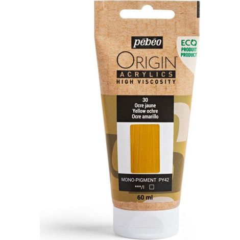 Peinture acrylique - Ocre jaune - 30 - Haute viscosité - Pébéo - Origin acrylics - 60ml