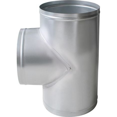 Té de ventilation pour conduit cheminée te 125mm raccord en t vmc té vmc 125 te 90° d 100/80 galva en zinc pour cuisine hotte aspirante (OD80mm) (1/4)