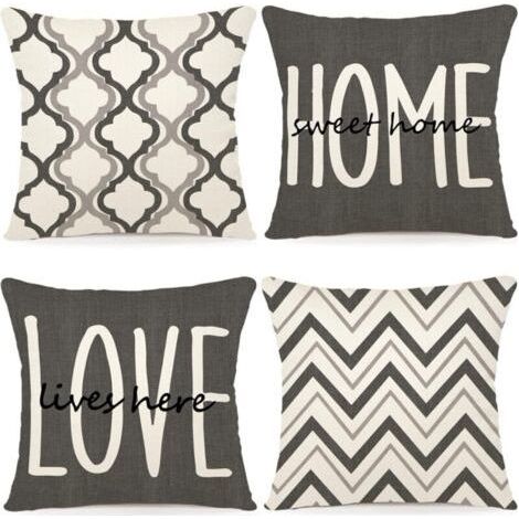 Set of 4 Cushion Covers 45x45 Sofa Cushion Covers Decorative Cushions Geometric Pattern Linen Sofa Cushion Set for Sofa Living Room Bedroom Outdoor Pillowcase 45 x 45 (1/5)