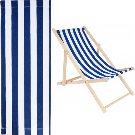 Toile de Remplacement pour Chaise Longue de Plage Tissu de Chaise Simple et Décontracté à Rayures Bleues et Blanches Chaise Pliante D'Extérieur en Tissu pour Bain de Soleil dans Le Jardin (1/5)