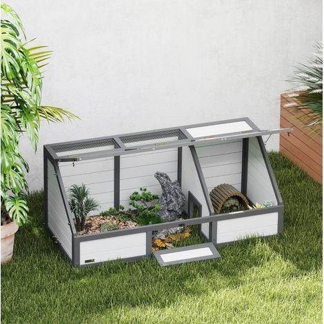 Recinto exterior para tortugas sin fondo, 120 x 55 x 20/50 cm, blanco HAVRYA (1/3)