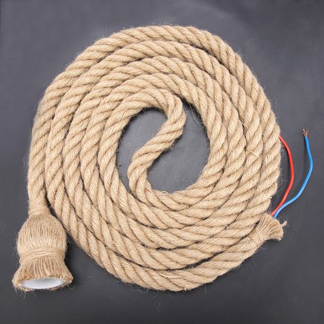 Douille de lampe rétro style campagnard américain E27 en corde de chanvre, 1,5 m, 85-265 V (1/5)
