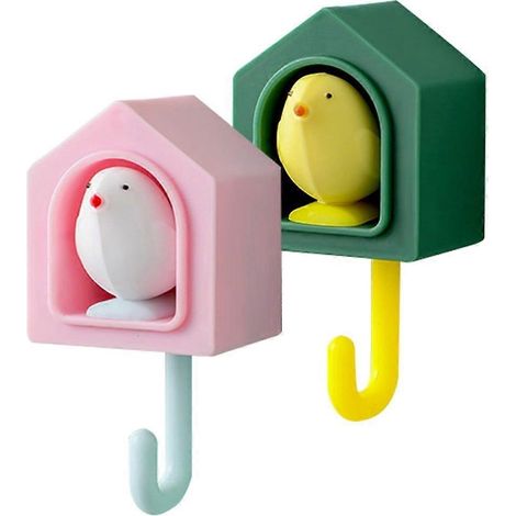 Crochet adhésif créatif oiseau, lot de 4, pour suspension murale de douche, rangement pour manteaux, cintre robuste en ABS (1/4)