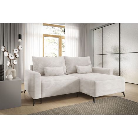 Ecksofa Schlafsofa Sofa SILVES in Stoff Poso Altweiß Ottomane Rechts (1/5)