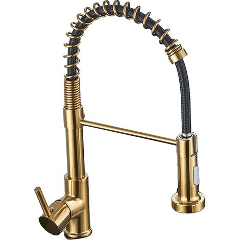 Grifo de cocina, giratorio 360 grados, monomando, color oro cepillado A (1/2)