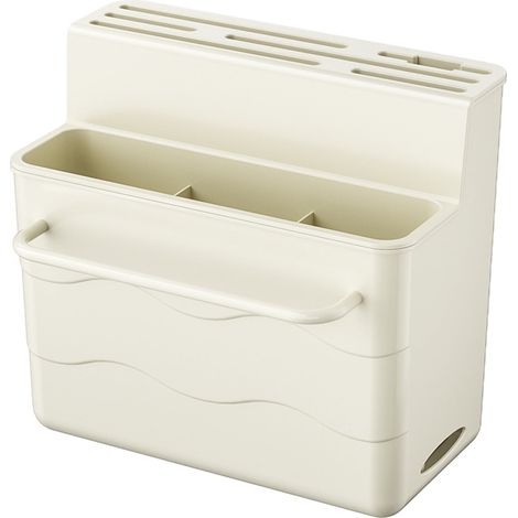Portautensili da cucina bianco con portacoltelli, scolabacchette, forchette e cucchiai, appoggio sul piano di lavoro, anti-ribaltamento (1/4)