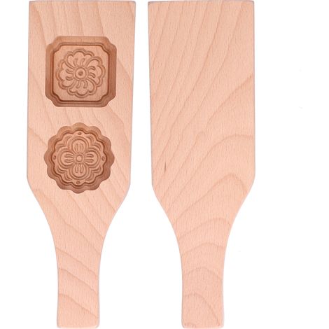 Chinesische handgefertigte Mondkuchenform aus Holz mit 2 Löchern, traditionelle handgefertigte Backform für die heimische Küche, 2 Schlitze (1/5)